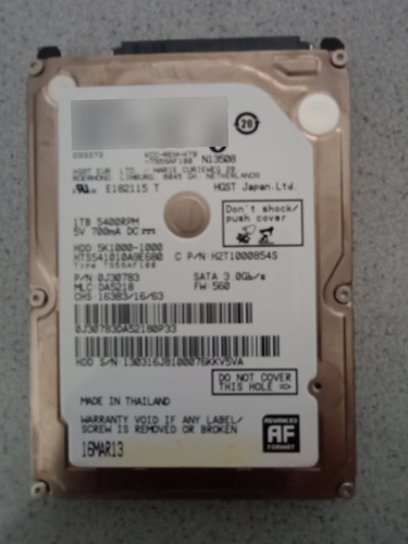 Disco Duro Hgst 1tb 5400rpm 5v 700ma