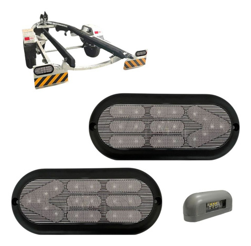 Kit Lanterna Traseira Carretinha Leds Cristal + Luz De Placa