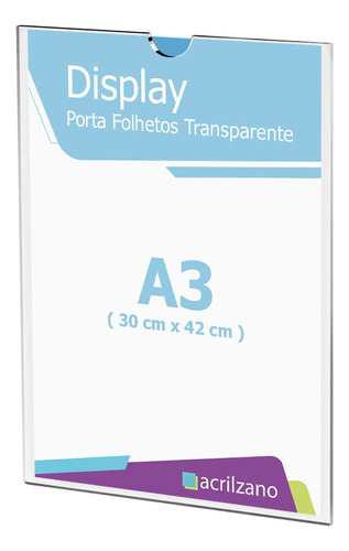 Display Suporte Folha A3 Para Parede + Fita Kit 30 Unidades Cor Transparente