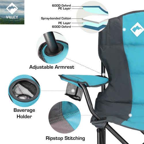 Silla De Camping Villey Plegable Sobredimensionada Azul