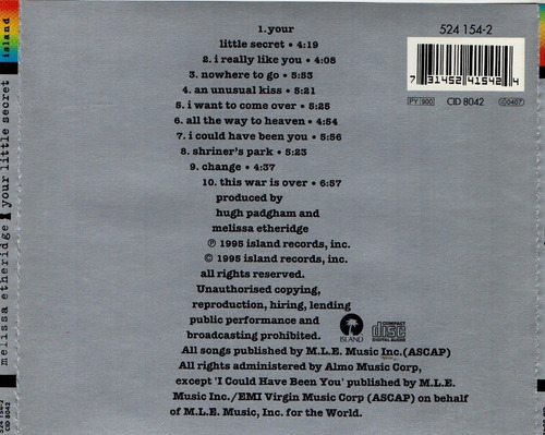 Cd Melissa Etheridge (your Little Secret)