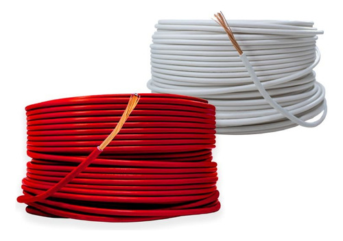 Kit 2 Cables Eléctrico Calibre 8 Blanco Y Rojo 50 Metros C/u
