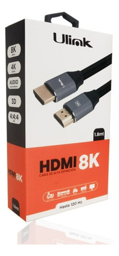 Cable Hdmi V2.1 Ulink 1.80 Metros Ul-prohdmi8k