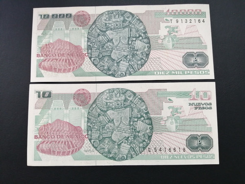 Par De Billetes 10000 Y 10 Nuevos Pesos, Cárdenas, Unc (Usado)