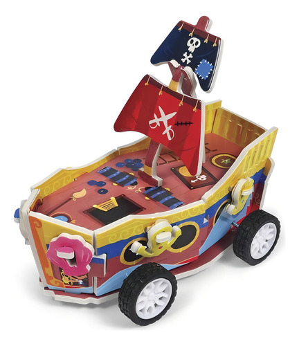 Faça você mesmo! NAVIO PIRATA Sobre Rodas, de Igloo Books. Editorial Happy Books, capa dura em português, 2022