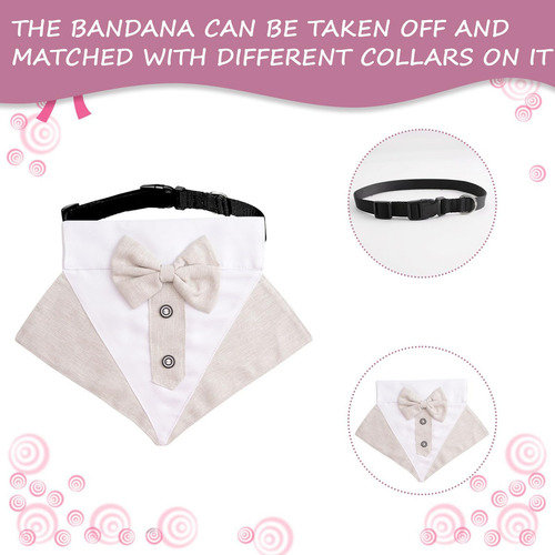Collar De Bandana De Esmoquin Para Perro 2 Pzas Ajustables F
