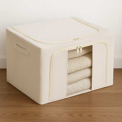 Set X3 Organizador Oxford Ropa Frazada Caja Almacenamiento Beige