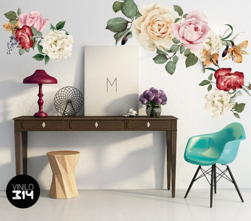 Decoración Cuarto Pared Flores Set Rosas Calcomanías