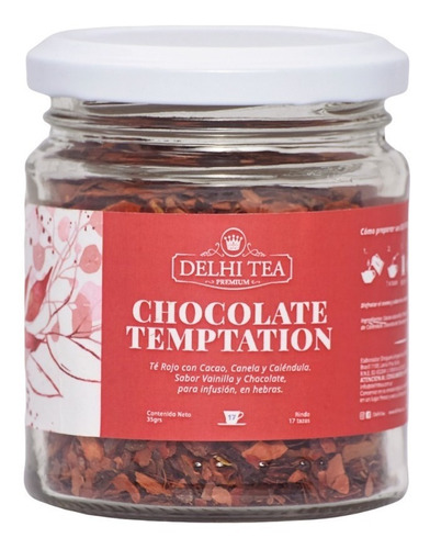 Imagen 1 de 6 de Te Hebras Delhi Tea Premium Frasco Chocolate Temptation