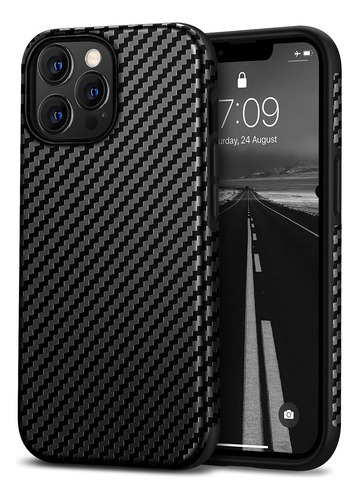 Funda Para iPhone 13 Pro Fibra De Carbono Duro Negra