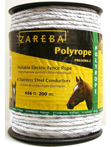 Zareba Pr656w6-z Polyrope 200-meter 6-conductor Portable Ele