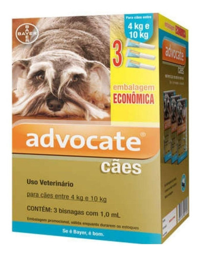 Pipeta antiparasitário para pulga Elanco Advocate para cão de 4kg a 10kg