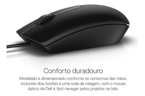 Mouse Óptico Dell Ms116 Preto 1000 Dpi Preto (Usado)