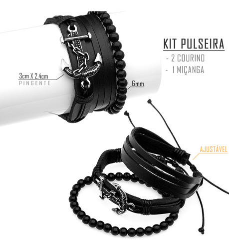 Corrente Cordão Ancora Aço Inox + Combo Pulseira Kit-27 Cor Prata