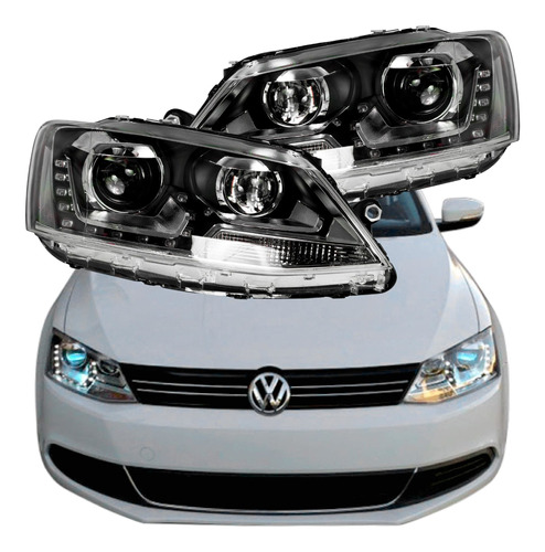 Par Faros Vw Jetta Mk6 2010 - 2017 Drl Xenon Plug And Play