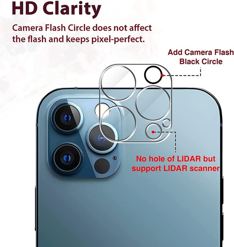 Imagen 3 de 10 de Lamina Protector Cámara Compatible Con iPhone 13 Pro Max