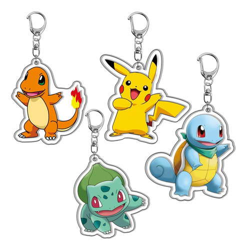 Llavero Pokemon Acrilico Pikachu Squirtle Charmander 4pcs