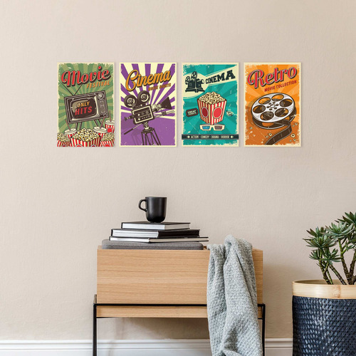 Imagem 3 de 4 de Placas Decorativas Vintage Cinema 30x40cm Kit 4un