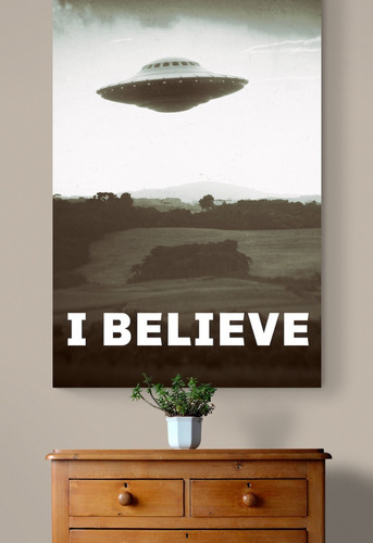 Cuadro Decorativo Canvas Ovni Ufo I Believe Nave Alienígena