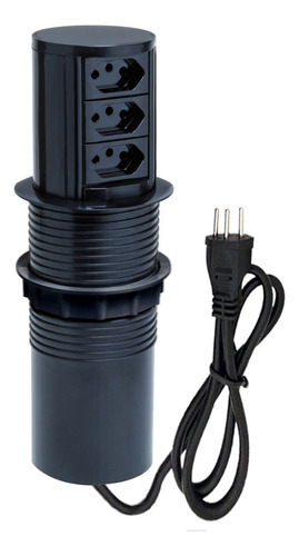 Torre De Tomada Totem Slim Automático 3 Tomadas 10a Cor Preto