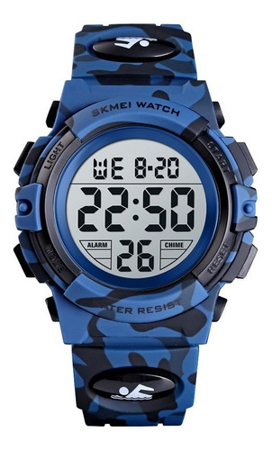 Skmei 1548 Reloj Niños Militar Sumergible Camuflado Azul