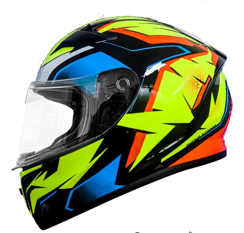 Casco Para Moto Yohe Y966 6#a Rojo Amarillo Azul