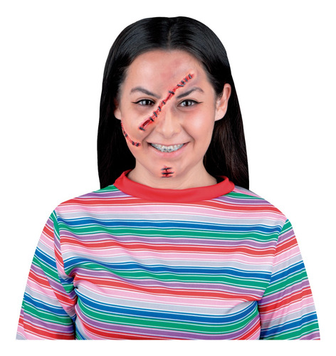 Aplicaciones Látex Cortada De Cara Chucky Cosplay Deluxe