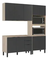 Comprar Juego Muebles De Cocina Panelero Bajo Mesada Aereo 100% Mdp Color Gris Oscuro