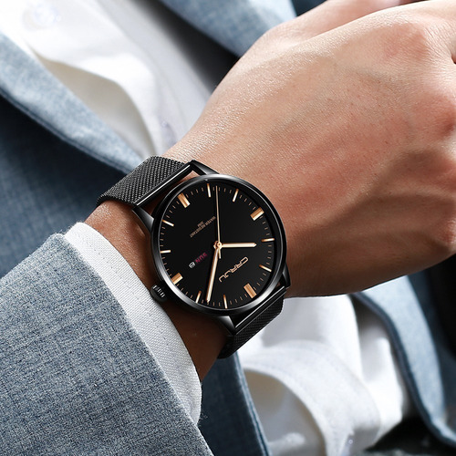 Reloj de lujo para hombres Crrju Casual Negocios Calendario