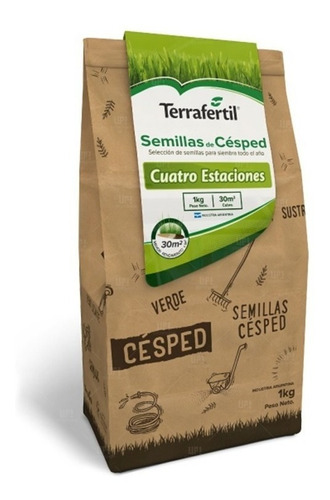 Semillas Césped Premium 4 Estaciones Terrafertil 1kg Grow