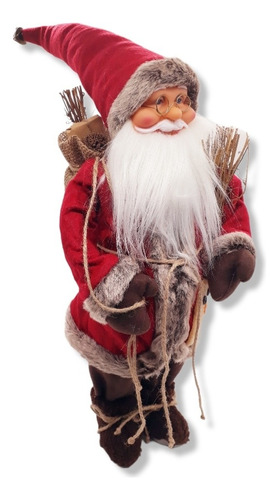 Papai Noel Grande Lenhador Rústico Boneco 45cm Luxo Natal Não Aplicado