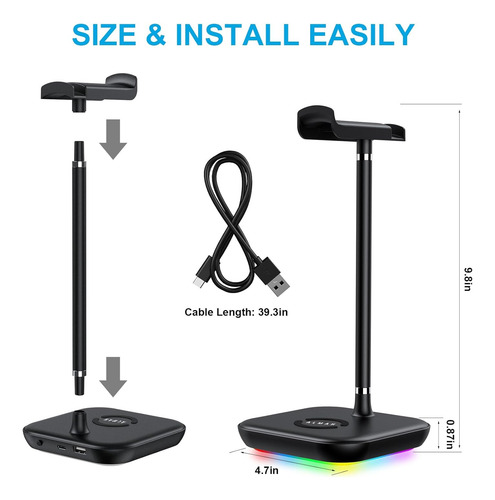 Soporte De Auriculares Rgb Para Juegos Para Escritorio, Acce