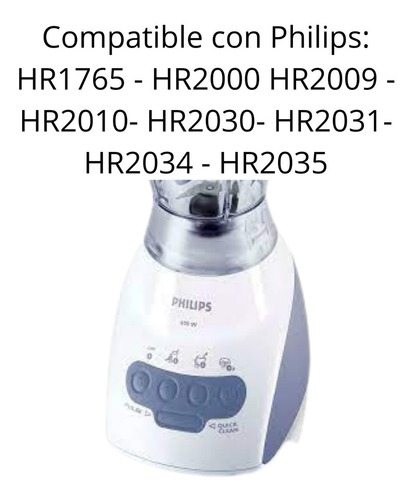 Imagen 4 de 9 de Vaso Jarra Licuadora Compatible Philips Cucina Hr2030 Hr2034