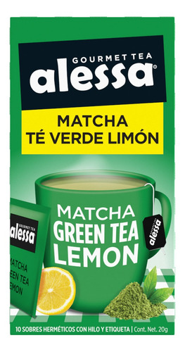 Té Gourmet Alessa Matchagreen Tea Lemon 10 Sobres 20g