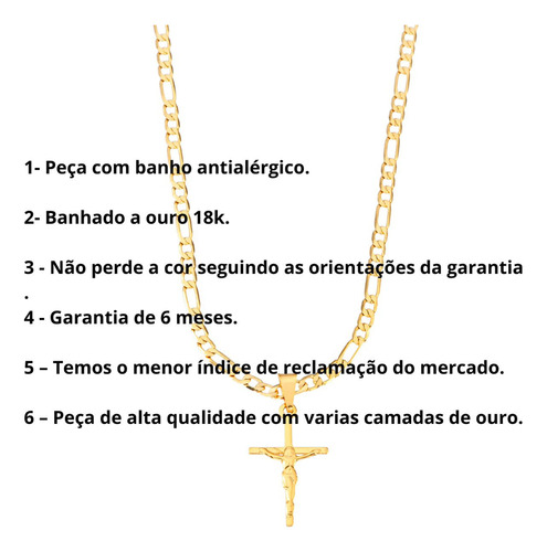 Kit Corrente Pingente E Pulseira Masculina Banhada Ouro 18k Cor Dourado