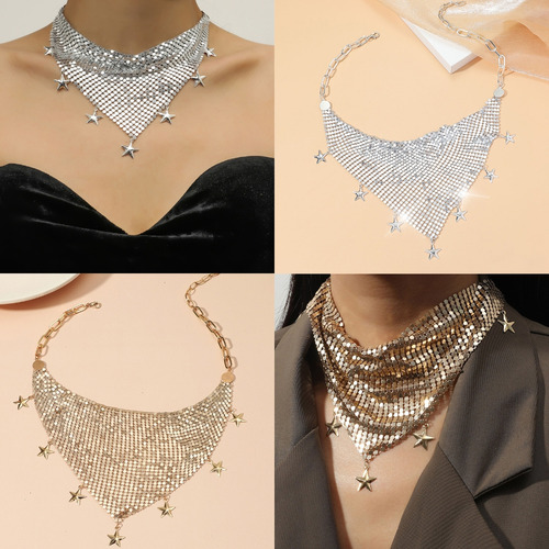 (gd) Cachecol Colar Com Gola Brilhante, Lenço Feminino, Joia