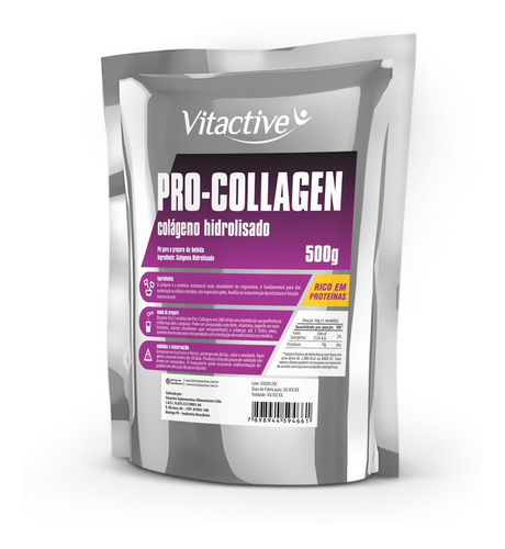 Colágeno Hidrolisado Em Pó - Pro-collagen 500 G - Vitactive