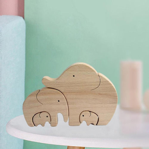 Lindo Familia Estatua Figuras De Madera Animal Escultura