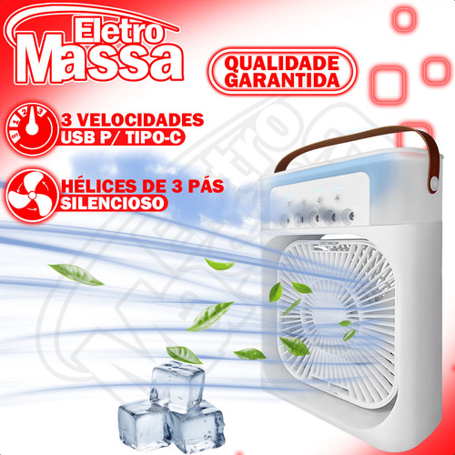 Ventilador De Coluna 220v 45w 3 Hélices E Climatizador Umidificador Portátil Led Kit Com 2