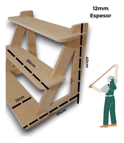 Exhibidor Mini Escalera Stand Ferias Velas Multiuso 50cm Marrón