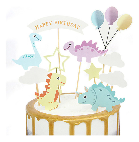 33 Piezas De Globos Y Adornos De Dinosaurios Coloridos Para