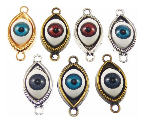 Juliewang 24pcs Mixed Plata Mal De Ojo Demon Encantos Colga.