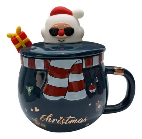 Taza Bola Cerámica Diseño Santa-lentes Navidad-navideña 11oz