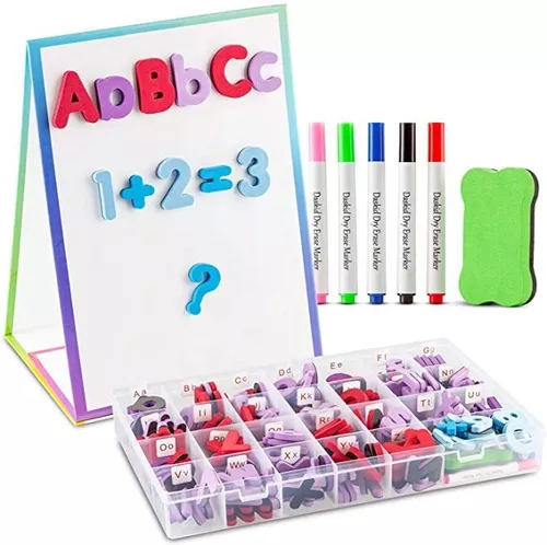 Letras magnéticas de madera y números de juguetes, imanes para el  refrigerador, tarjetas del alfabeto ABC, palabras, conteo de ortografía,  juego de