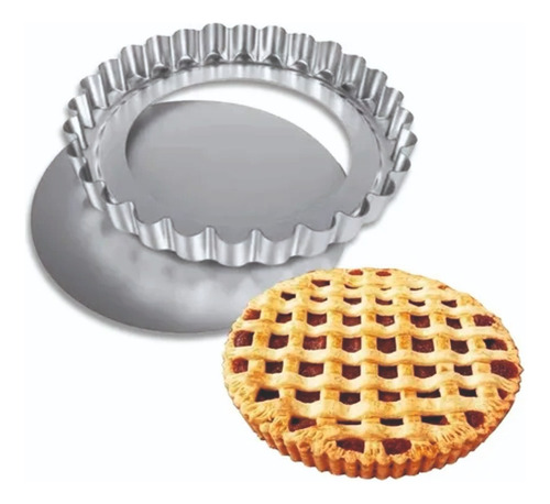 Molde Reposteria Tarteras Desmontable 26cm Pastafrola Inox Gris