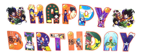 1 Letrero Happy Birthday Para Fiesta Con Tema Dragon Ball Z