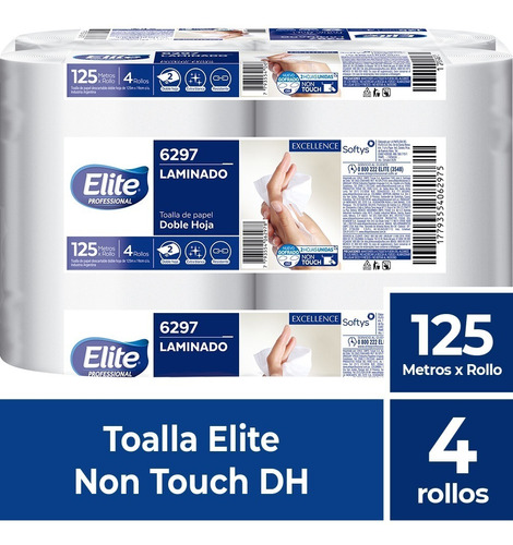 Toalla Elite Non Touch D/h 125 Mts X 4 Rollos (6297)