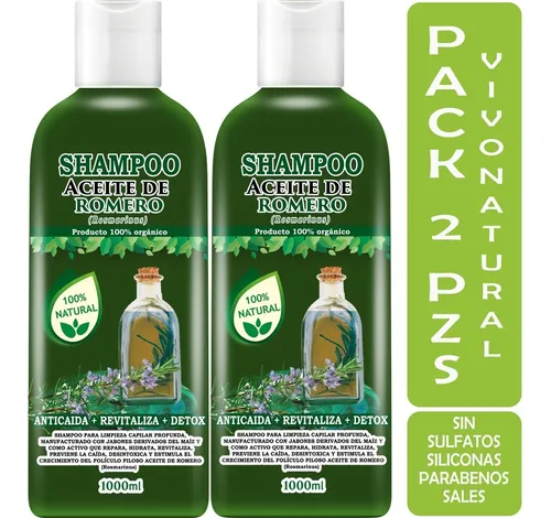 2 Shampoos De Romero Anti-caída, Fortalece, Nutre E Hidrata 