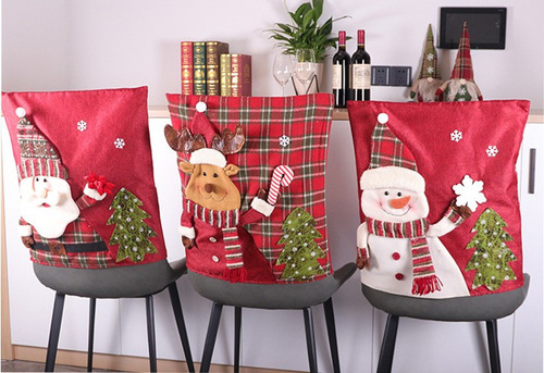 3 Fundas Para Sillas Con Diseño De Papá Noel, Decoración Nav