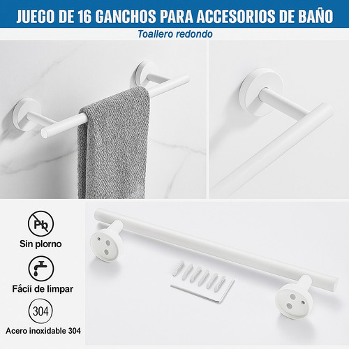 9 Set Juego Accesorios Para Baños Toalleros Acero Inoxidable